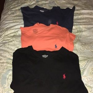 Polo Ralph Lauren Vnecks. 3 PACK Orange,navy,black
